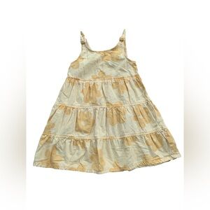 Little Co Size 5T Yellow Floral Linen Blend Tank Dress